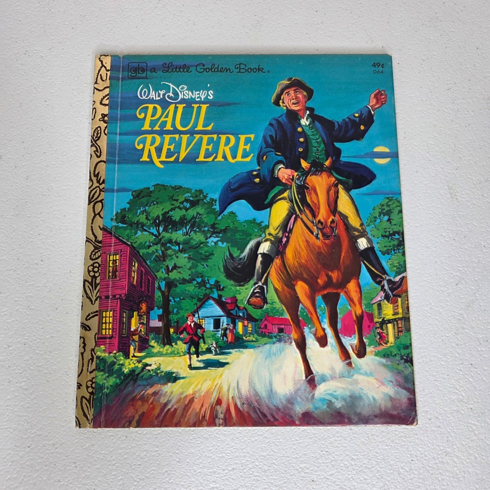 Vintage 1975 Little Golden Book Walt Disney Paul Revere Kids D64 Second Printing